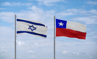 Chile and Israel flags, country relationship concept