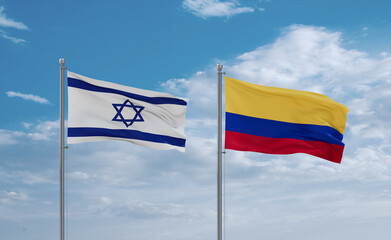 Colombia and Israel flags, country relationship concept
