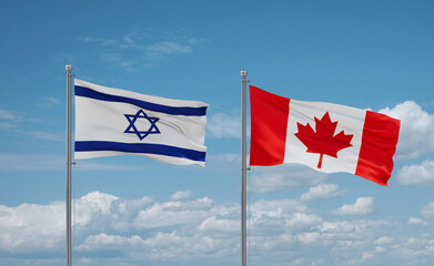 Canada and Israel flags, country relationship concept