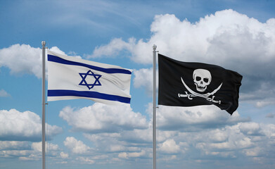 Pirate and Israel flags, country relationship concept