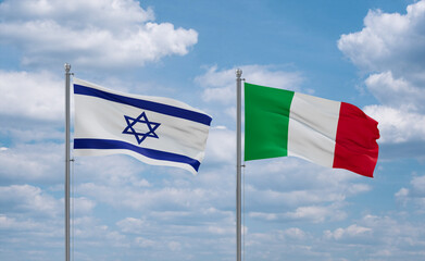 Italy and Israel flags, country relationship concept