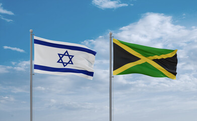Jamaica and Israel flags, country relationship concept
