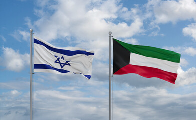 Kuwait and Israel flags, country relationship concept