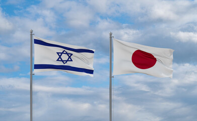 Japan and Israel flags, country relationship concept