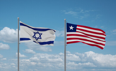 Liberia and Israel flags, country relationship concept