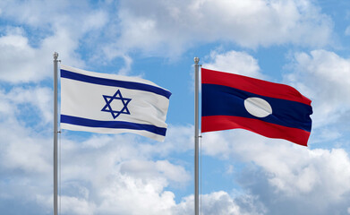 Laos and Israel flags, country relationship concept