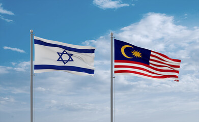 Malaysia and Israel flags, country relationship concept