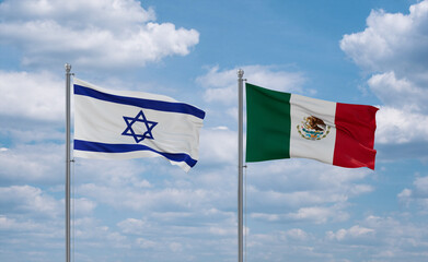 Mexico and Israel flags, country relationship concept