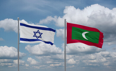 Maldives and Israel flags, country relationship concept