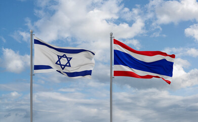 Thailand and Israel flags, country relationship concept