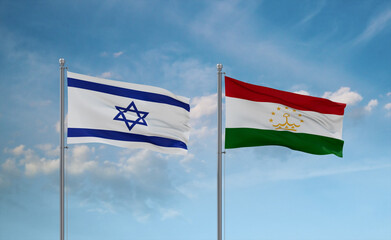 Tajikistan and Israel flags, country relationship concept
