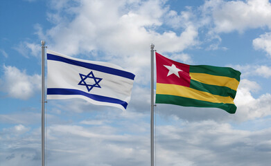 Togo and Israel flags, country relationship concept