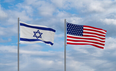 USA and Israel flags, country relationship concepts
