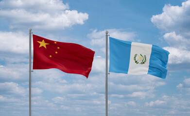 Guatemala and China flags, country relationship concept