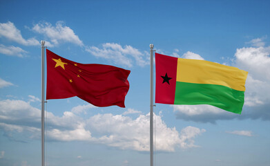 Guinea-Bissau and China flags, country relationship concept