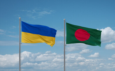Bangladesh and Ukraine flags, country relationship concept