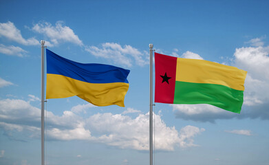 Guinea-Bissau and Ukraine flags, country relationship concept