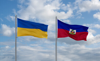 Haiti and Ukraine flags, country relationship concept