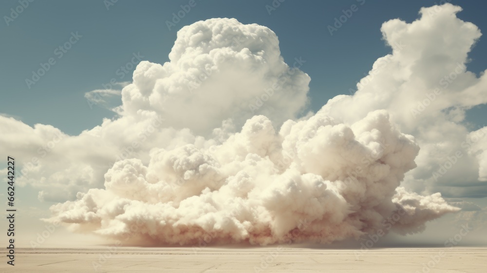 Sticker A large cloud of dust is blowing in the desert, AI