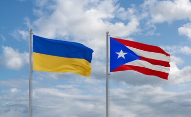 Puerto Rico and Ukraine flags, country relationship concept