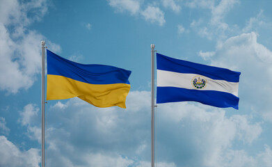 Salvador and Ukraine flags, country relationship concept