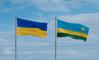 Rwanda and Ukraine flags, country relationship concept