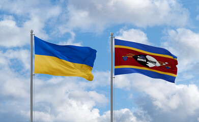 Eswatini and Ukraine flags, country relationship concept