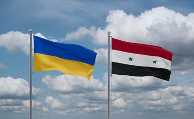 Venezuela and Ukraine flags, country relationship concept