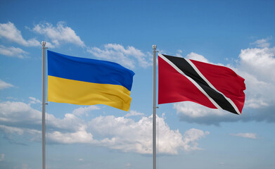 Trinidad and Tobago and Ukraine flags, country relationship concept
