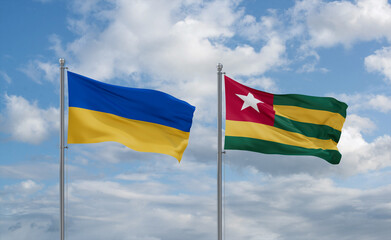 Togo and Ukraine flags, country relationship concept