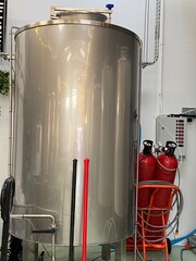Fermentation vat tank of beer ale or lager at brewery