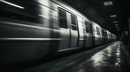 Foto op Canvas A black and white photo of a subway © cac_tus