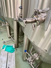 Fermentation vat tank of beer ale or lager at brewery