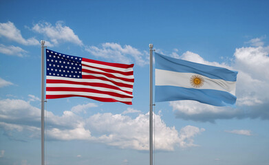 Argentina and USA flags, country relationship concept - 662443296