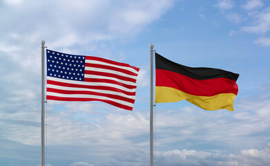 Germany and USA flags, country relationship concept