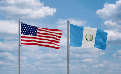 Guatemala and USA flags, country relationship concept