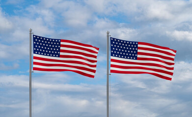 USA and USA flags, country relationship concepts