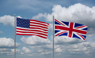 United Kingdom and USA flags, country relationship concept