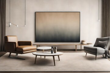 A Canvas Frame for a mockup in a modern TV room, juxtaposed against a tactile fabric wall panel
