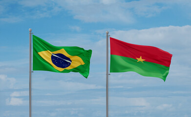 Burkina Faso and Brazil flags, country relationship concept