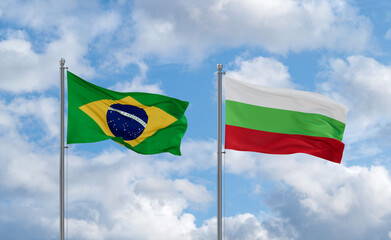 Bulgaria and Brazil flags, country relationship concept
