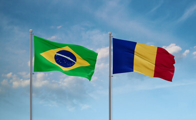 Chad and Brazil flags, country relationship concept