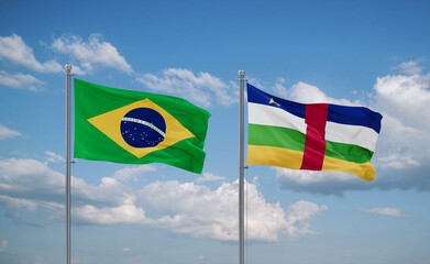 Central African Republic and Brazil flags, country relationship concept