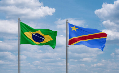 Congo and Brazil flags, country relationship concept