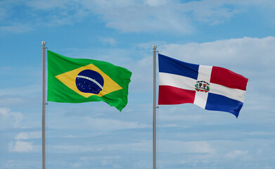 Belgium and Brazil flags, country relationship concept