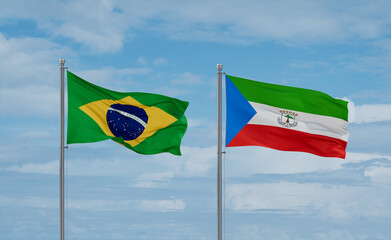 Equatorial Guinea and Brazil flags, country relationship concept