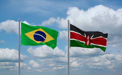Kenya and Brazil flags, country relationship concept