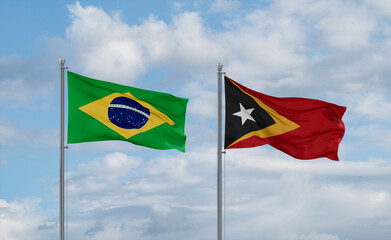East Timor and Brazil flags, country relationship concept