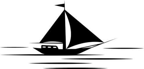 vector illustration of a boat on the water on a transparent background