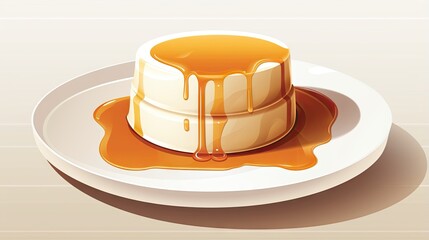 a plate with a cake covered in caramel sauce on it.  generative ai